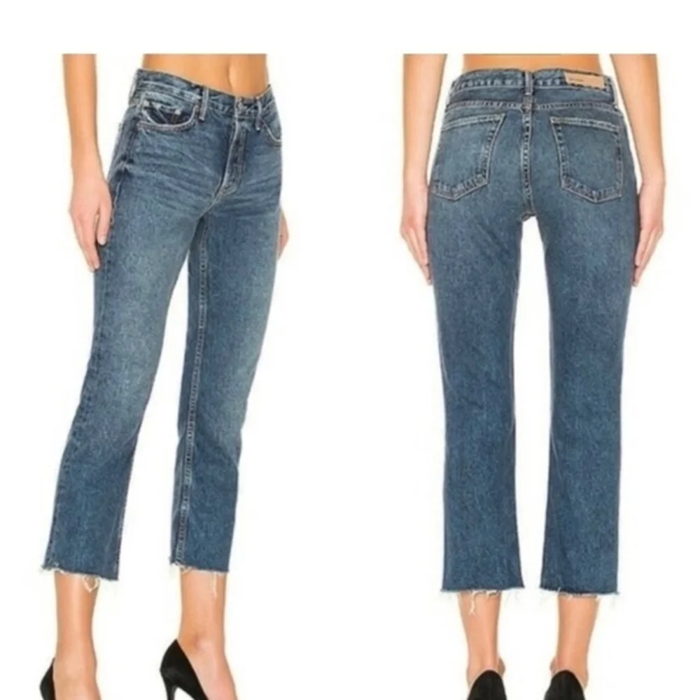 GRLFRND  TATUM Dark Blue Cropped Jeans Size 27. - Picture 15 of 15